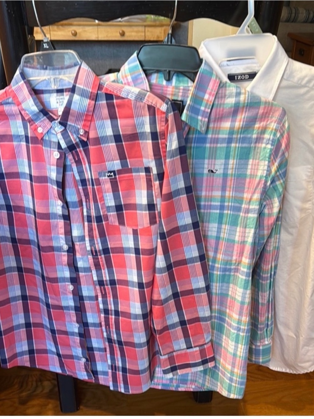 3 LG Izod Vineyard Vines Pink Plaid Button-Down Shirt - boys 14/16